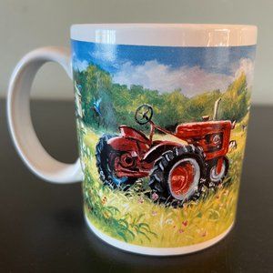 CHESTNUT CREEK Farm Scene w/ Red Barn Tractor Holstein Cows Mug